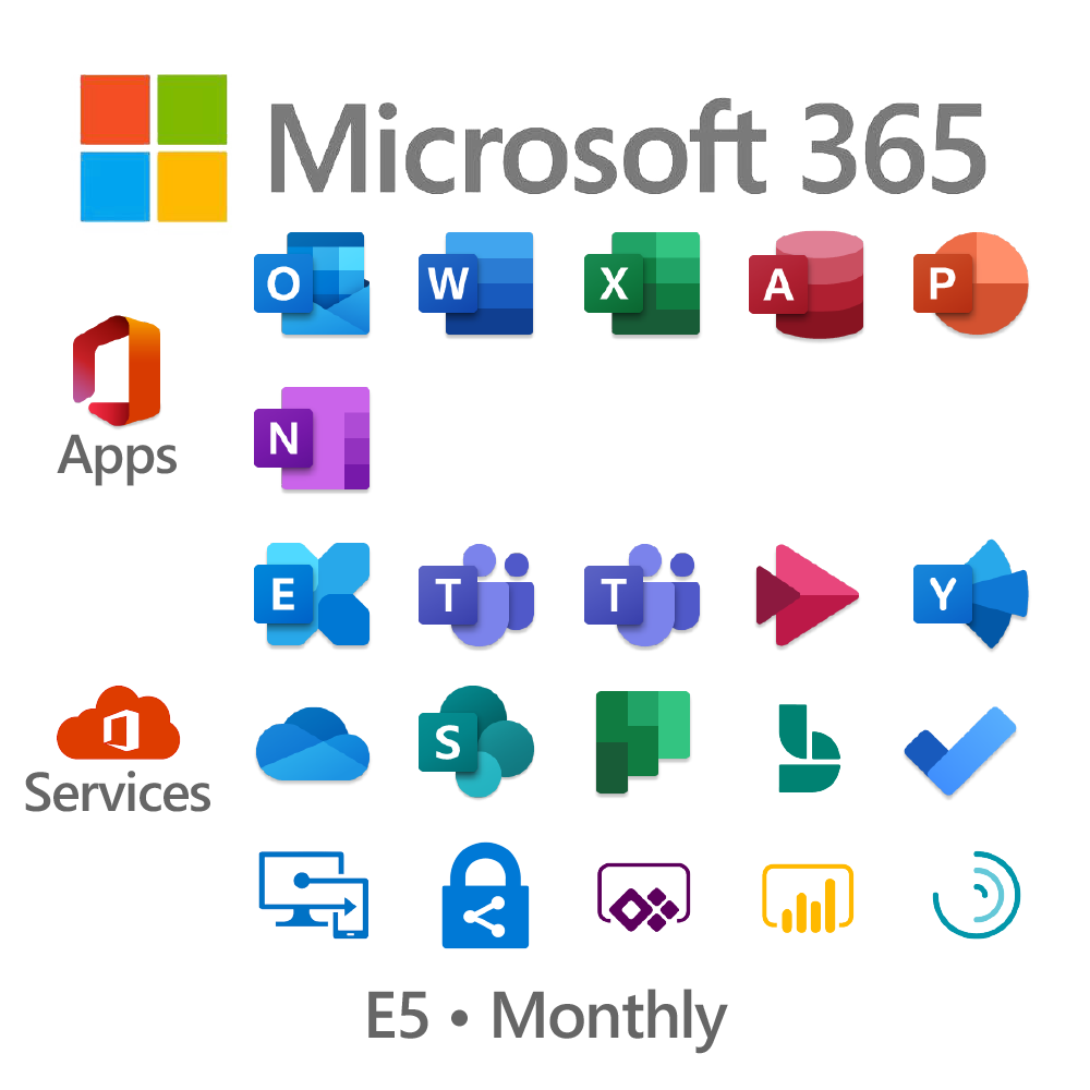 E5-1000×1000 Microsoft 365 productivity and collaboration applications